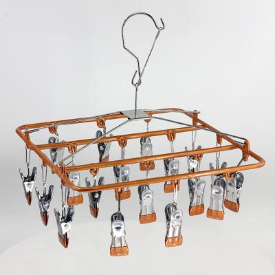 China Drop Attachment High Quality Durable Stainless Clothes 18 Clips Sock Laundry Hanger for sale