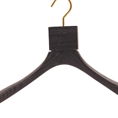 China Personalized customization wholesales luxury multi-functional black wooden antique color coat hanger wooden coat hangers for sale