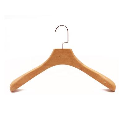 China New Arrival Customized Golden Shiny Beech Wood Hanger For Fabrics , High Quality Display Hanger for sale