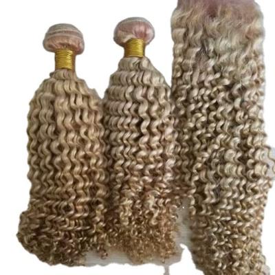 China Hot Sale #613 Silky Straight Wave 10A 100% Virgin Hair Mongolian Curly Curly Hair Weft Hot Sale #613 Curly Unprocessed Weave for sale