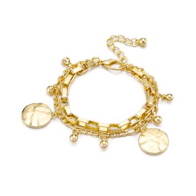 China Other New Alloy Bracelet Small Cavity Ball Adjustable Solid Chain Disc Lobster Loop Pendant Jewelry for sale