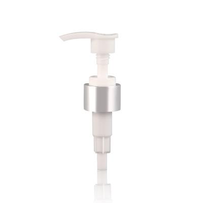 China Non Spill 24/410 Screw Pump Lotion Dispenser Pump 24mm Sliver Collar Aluminum Plastic for sale