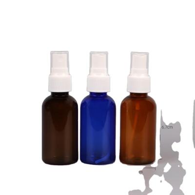 China Non Spill Hot Sale 30ml 60ml 100ml Amber Blue Plastic Mist Sprayer Bottle With 20mm Fine Mist Sprayer for sale