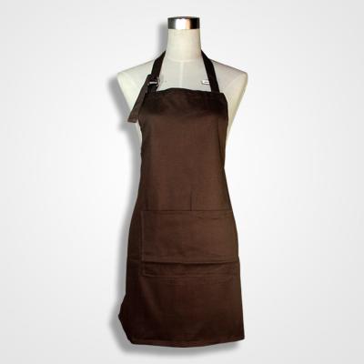 China Color Eco-Friendly Adjustable Pure Brown Round Neck Waterproof 100% Cotton Apron for sale