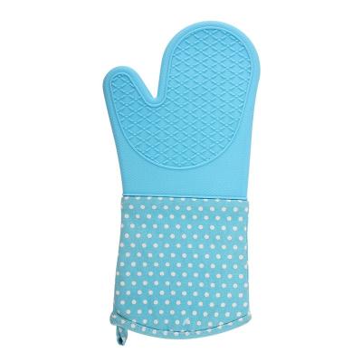 China Customized Blue Kitchen Heat Resistant Microwave Silicone Oven Glove for sale