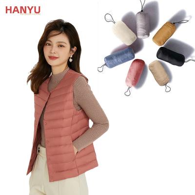 China Winter Waterproof Short Jackets For Women Running Out Tops Down Vest Lapel Zip Up Jacket for sale