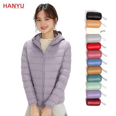 China Waterproof Quilted Super Thin Hooded Packable Snowboard Bottom Stripper Jacket For Women for sale