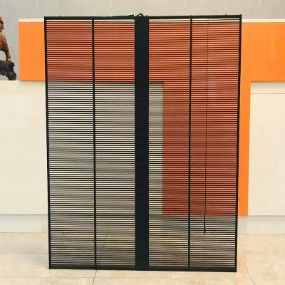 China P3.91-7.81 Indoor Or Outdoor Transparent LED Window Glass Screen HD High Brightness Video Advertising for sale