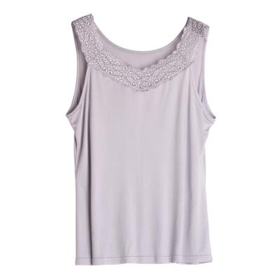 China Summer New Women's Sexy Soft Girls Tank Lace Vest Slim Silk Tops QUICK DRY Silk Tops Sleeveless Vest Summer for sale