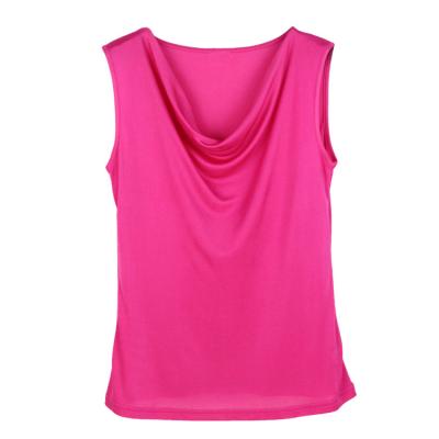 China QUICK DRY Women's T-shirt Tank Tops Silk Knitted Casual Solid Sleeveless Tops O-Neck Silk Vest Tank Tops for sale