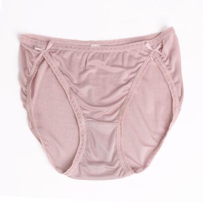 China New products silk thin breathable briefs bow low rise sexy seamless women 100% silk breathable underwear for sale