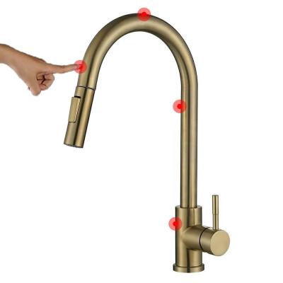 China Factory Wholesale Sense Faucets Deao Sensor Brushed Tap Water Kitchen Faucet Smart Touch for sale