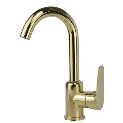 China Modern Zinc Alloy and Stainless Steel Handle Body Gold Water Faucet Deck Mounted Basin Faucet for Bathroom for sale