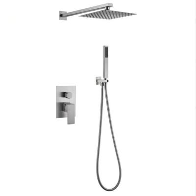 China Without Sliding Bar Deao Good Quality Stainless Steel Black Column Mounted Concealed Rain Wall Mount Shower Set for sale