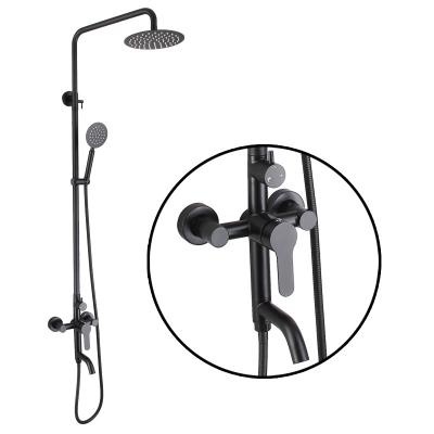 China With Slide Bar Black Shower Hidden Installation Rainfall Shower Set Antique Stainless Steel Hot And Cold Water Bathroom Mixer Shower Faucet for sale