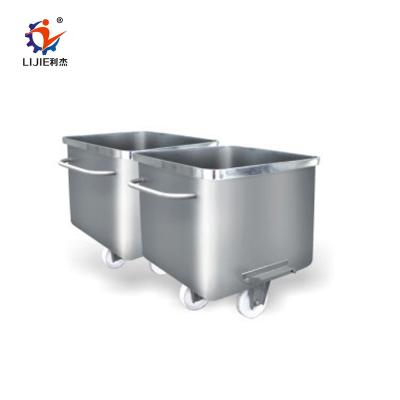 China Dairy Factory 200L 304 Stainless Steel Mobile Food Cart Jump Car Meat Cart for sale