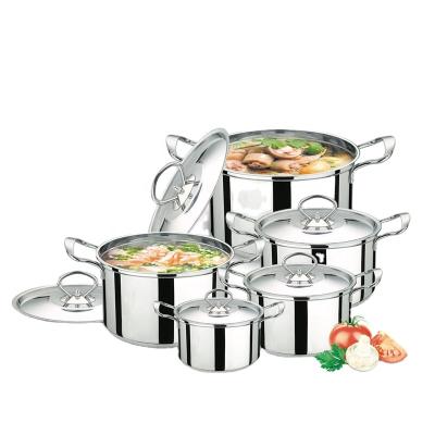 China Sustainable multifunctional cookingware set stainless steel 10 pcs cooking soup pot set for sale