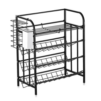 China Modern Stainless Steel Black 3-Tier Kitchen Spice Organizer Easy To Select Storage Rack for sale