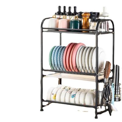 China Modern All in One Organizer Stainless Steel Kitchen Plates Drying Rack Spice Kitchen Storage Rack for sale