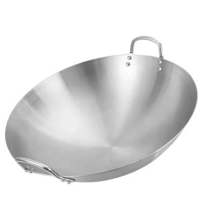 China Large 30cm-60cm Multi-size Stainless Steel Workable Chinese Wok Double Ear Wok With Handles for sale