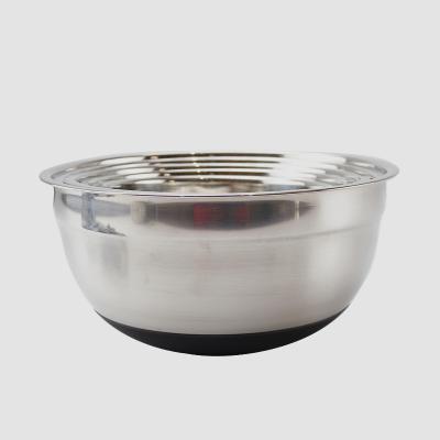 China Sustainable 304 Stainless Steel Mixing Bowls Factory Non-Slip Salad Bowl With Silicone Bottom for sale