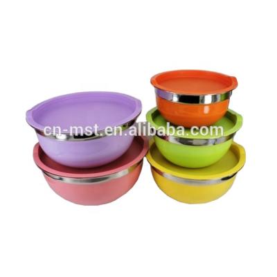 China Sustainable Stainless Steel Feeding Bowl Multi Colored Salad Mixing Bowl For Kitchen Serving Food for sale