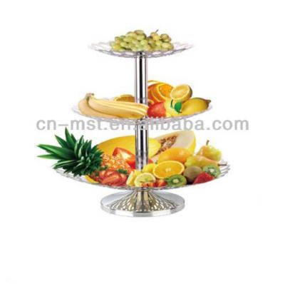 China Three Layers Sustainable Capacity High Quality Metal Stainless Steel Serving Tray Plated Fruit Tray for sale