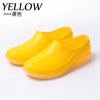 China Fashion Trend Water Shoes Women's High Top Rain Shoes Low Top Work Boots Shoes White Waterproof Non-slip Bright Rubber Shallow Mouth Kitchen for sale