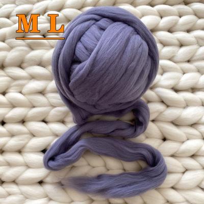 China Factory Price 100% Wool Sustainable Australian Merino Top Chunky Yarn Dark Gray Color for sale