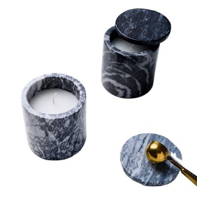 China Wholesale White Black Marble Cup Shape Decorative Home Wedding Decorative Candle Jar Home Decor Bring A Candle for sale