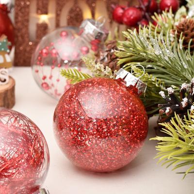 China Indoor Wholesale Transparent Christmas Glass Fiberglass Decoration Plastic Ball Set Clear Tree Ornament Balls Decorations for sale