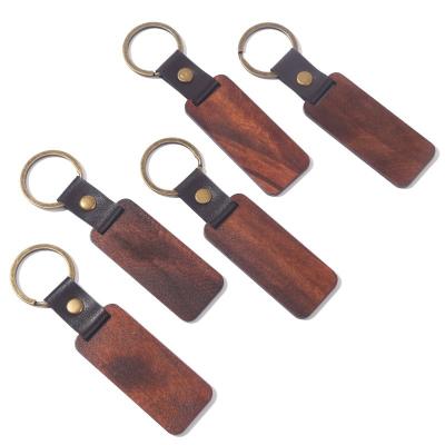 China High Quality Custom Cherry Wood Key Chain Walnut Logo Wood Keychain Personalized Engraving Keys for sale