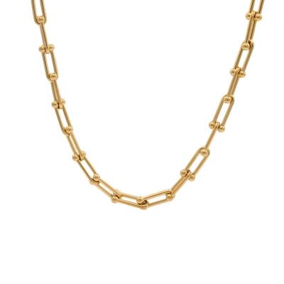 China TRENDY Chris April Fashion Jewelry 316L Stainless Steel PVD Gold Plated U Chain Necklace For Women for sale