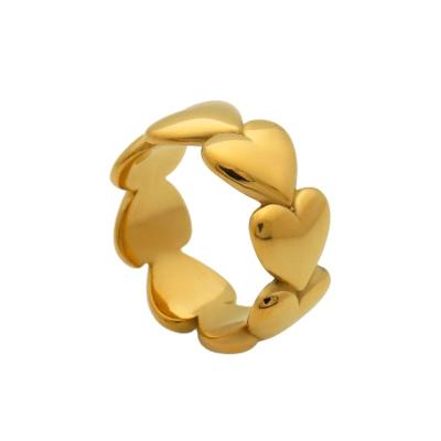 China Chris April Danity Fashion Jewelry Romantic PVD Gold Plated Minimalist 316L Stainless Steel Hearts Dice Ring For Female for sale