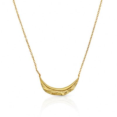 China Chris April FASHIONABLE Fine Jewelry 925 Sterling Silver Gold Plated Minimalist Custom Smile Vermeil Leaf Pendant Necklace for sale