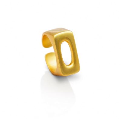 China TRENDY silver 925 14k gold plated silk matte finish geometric shape o band ring with e-coating for sale