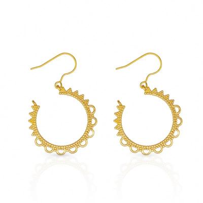 China Chris April TRENDY Vintage In Stock 925 Sterling Silver 18K Gold Plated Circle Lace Earring For Lady for sale