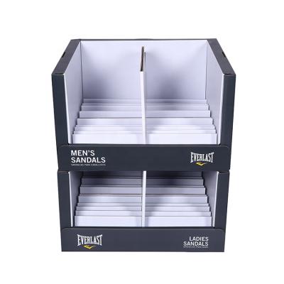 China For Custom Stackable Retail Slipper Corrugated Cardboard Display Boxes Of PDQ Trays For Slipper for sale