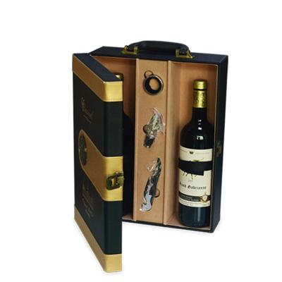 China Handmade Bespoke Custom Corrugated Cardboard Paper 2 Bottle Wine Gift Box With Handle for sale