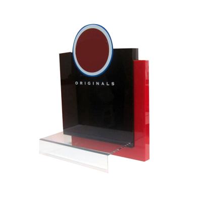 China Customized Clear Acrylic Material Screen Printing Eco Friendly Acrylic Shoes Display Racks Stand for sale