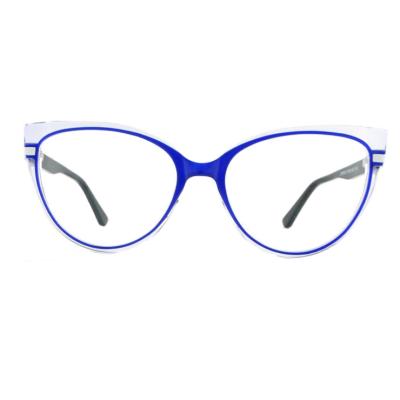 China For Reading Glass Or Decoration Double Color Cat Eye Classic Acetate Eyewear, Fashion High Quality Acetate Optical Frames For Youth for sale