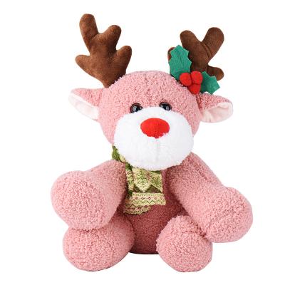 China Home Decoration/Children's Gift Promotion Plush Toys Cute Pink Christmas Reindeer Logo Deer Plush Toy Custom Cheap Wholesale Bulk Custom Plush Moose for sale