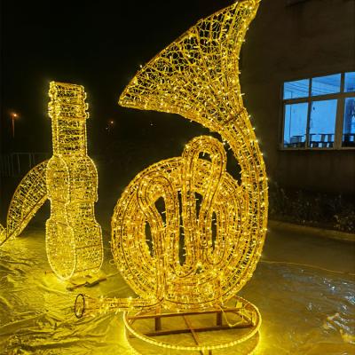 China Commercial Use 3D Music Symphony Concert Musical Instrument Decoration Pattern Outdoor Yellow White Light for sale