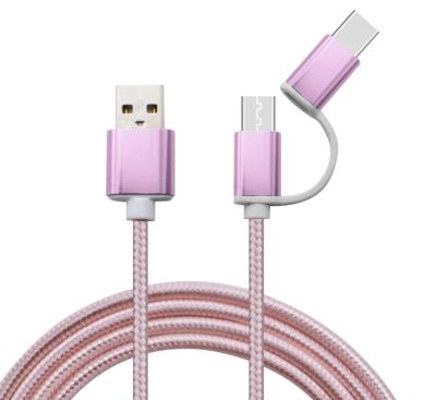 China Factory price 2 in 1 usb cable type-c and micro usb cable for android for sale