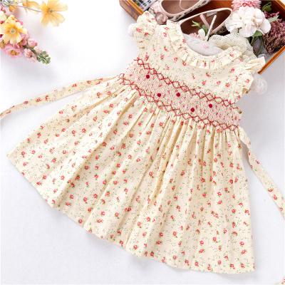 China C042164 Breathable baby dresses floral bridesmaids summer dress smocking ruffles cotton kids clothing wholesale for sale