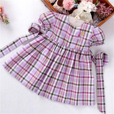 China B031248 Breathable Newborn Baby Dresses Summer Clothes Plaid Embroidery Kids Dresses for sale