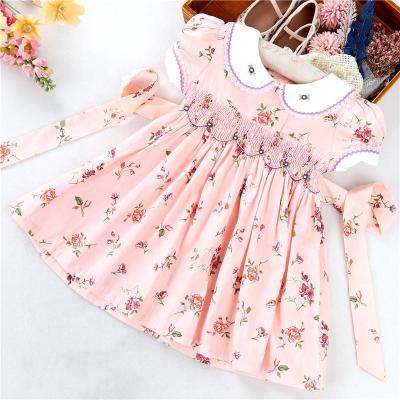 China C2010 summer children clothes embroidery breathable babies dresses smocked baby outfit cotton children boutiques for sale