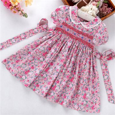 China C06168 Summer Fashion Breathable Bridesmaids Smocked Newborn Peter Pan Collar Bishop Dresses Baby Clothing Sets for sale