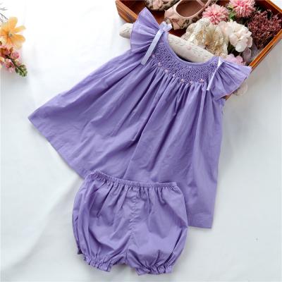 China Wholesale C75055 Summer Breathable Newborn Babies Infant Clothes Sets Hand Made Smocked Embroidery Kids Clothes for sale