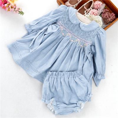 China 310920 Breathable Fall Children Clothing Babies Small Smocked Dresses Embroidery Equipment Hand Made Kids Clothes for sale